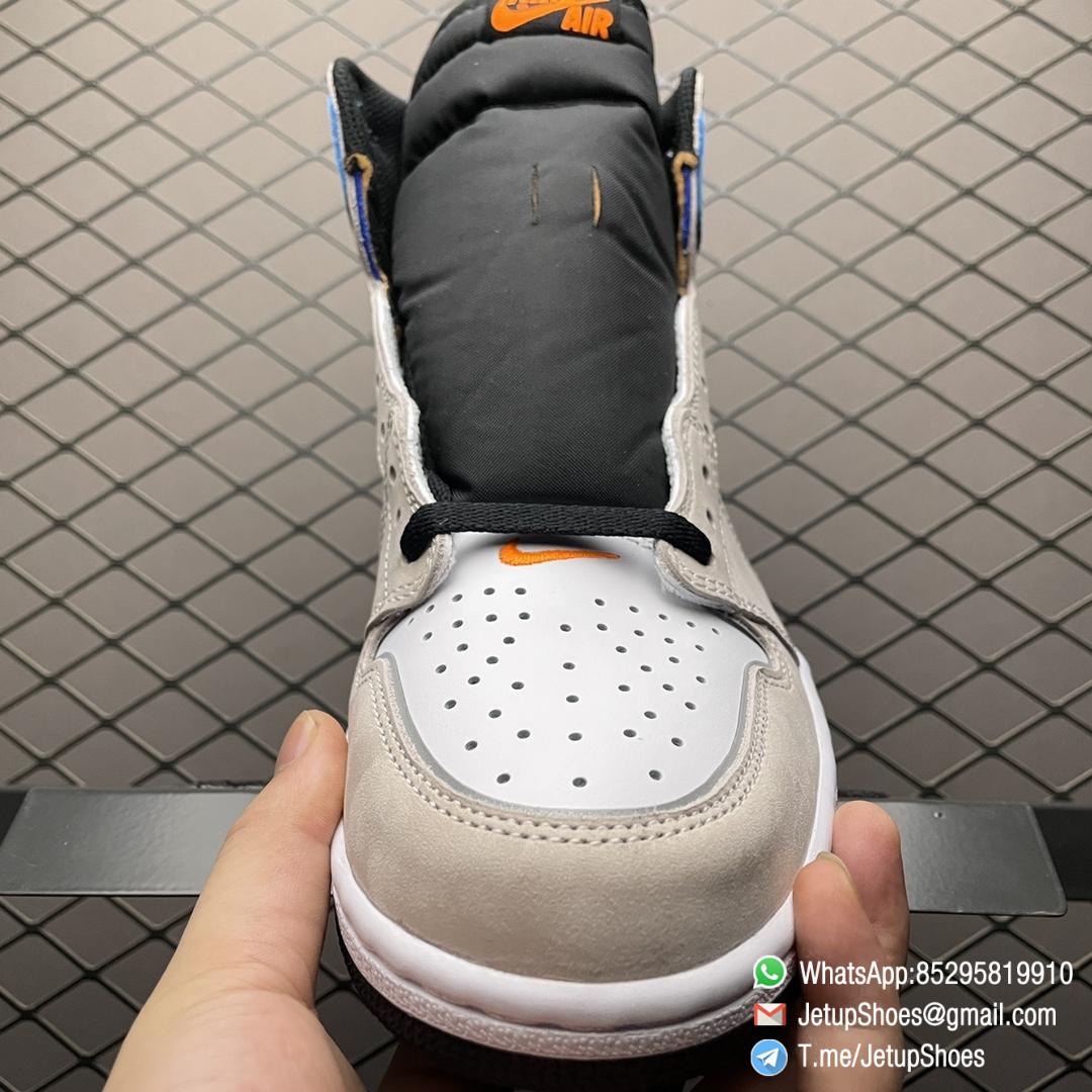 Best Replica Air Jordan 1 Retro High OG Prototype White Base Tan Nubuck Grey and Black leather Overlays Blue Collar Orange Mini Swoosh SKU DC6515 100 03 Best Replica Air Jordan 1 Retro High OG Prototype White Base Tan Nubuck Grey and Black leather Overlays Blue Collar Orange Mini Swoosh SKU DC6515 100 03