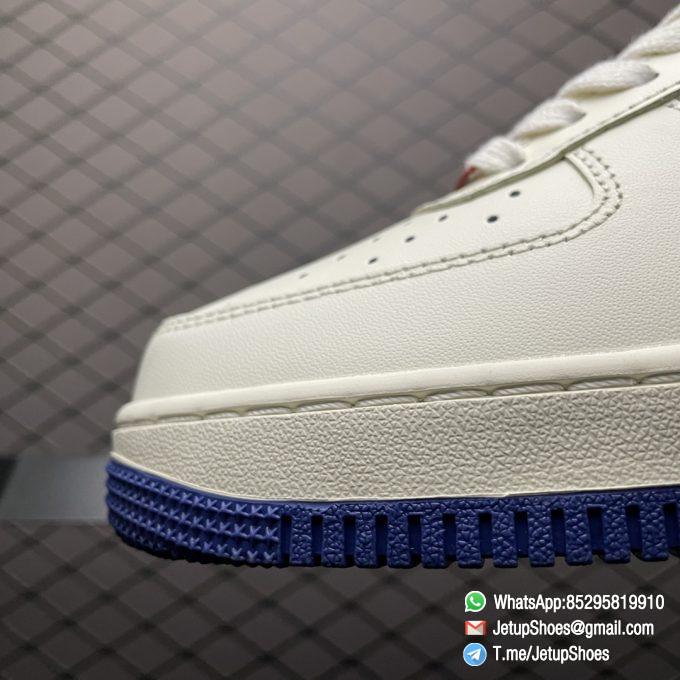 Best Replica Shoes Nike Air Force 1 Low 07 Soft Grey White Leather Base Blue Upper and Red Nike Logo Embossed Swoosh SKU DO3694 001 06