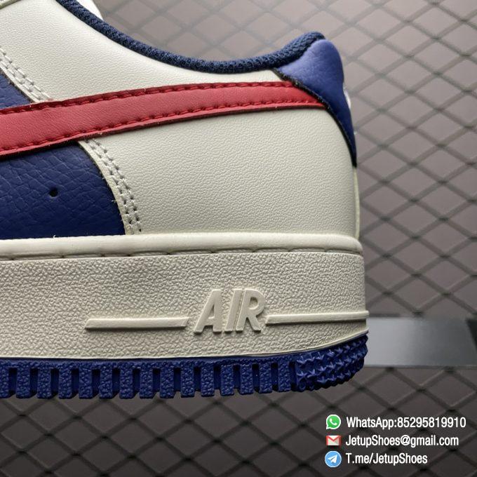 Best Replica Shoes Nike Air Force 1 Low 07 Soft Grey White Leather Base Blue Upper and Red Nike Logo Embossed Swoosh SKU DO3694 001 07