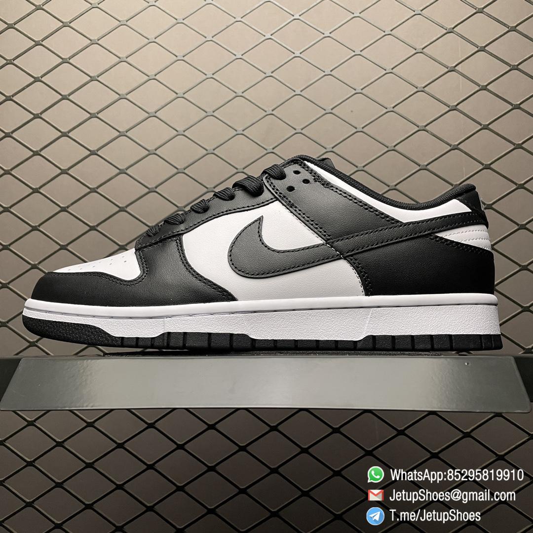Best Replica Shoes Nike Dunk Low Black White White Leather Base Upper Black Overlays Around Toe and Heel SKU DD1391 100 01