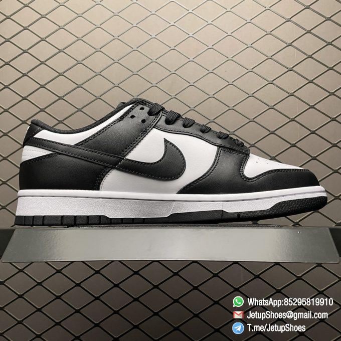 Best Replica Shoes Nike Dunk Low Black White White Leather Base Upper Black Overlays Around Toe and Heel SKU DD1391 100 02