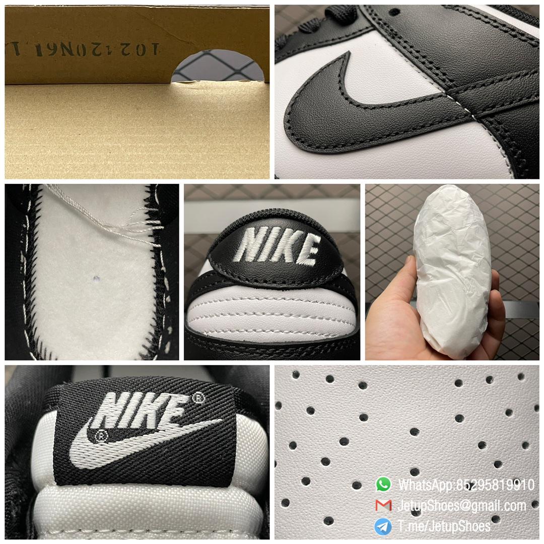 Best Replica Shoes Nike Dunk Low Black White White Leather Base Upper Black Overlays Around Toe and Heel SKU DD1391 100 09