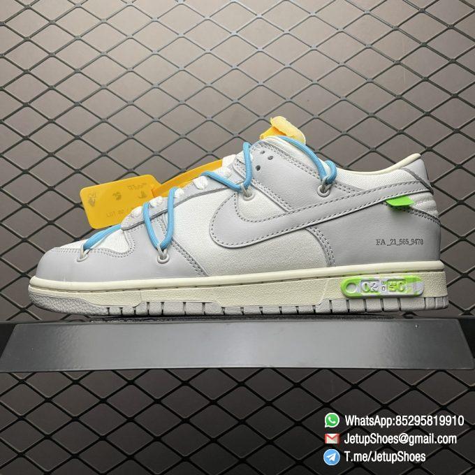 Best Replica Sneakers Nike Dunk Off White x Dunk Low Lot 02 of 50 Blue Lace White Leather Upper Grey Canvas Overlays 2 of 50 Badge SKU DM1602 115 01