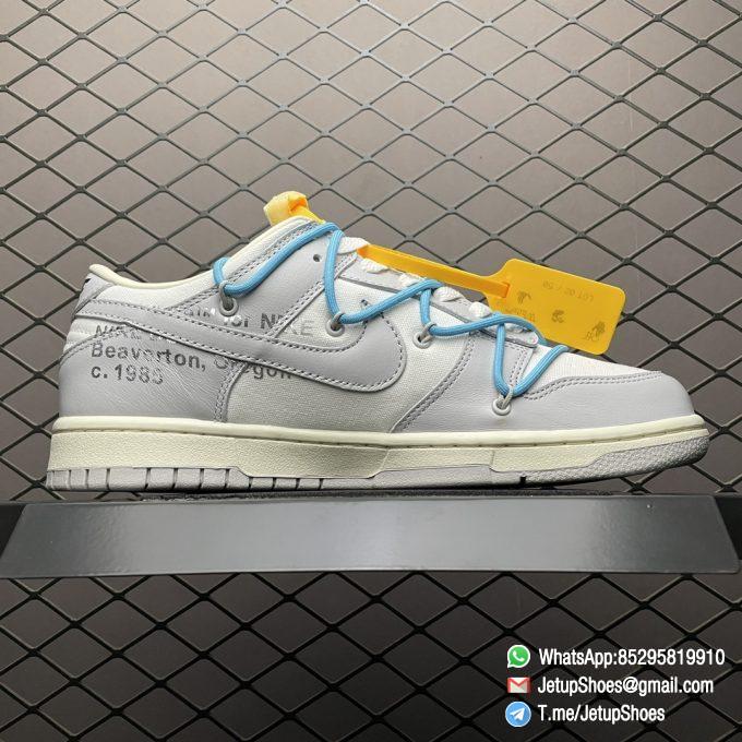 Best Replica Sneakers Nike Dunk Off White x Dunk Low Lot 02 of 50 Blue Lace White Leather Upper Grey Canvas Overlays 2 of 50 Badge SKU DM1602 115 02