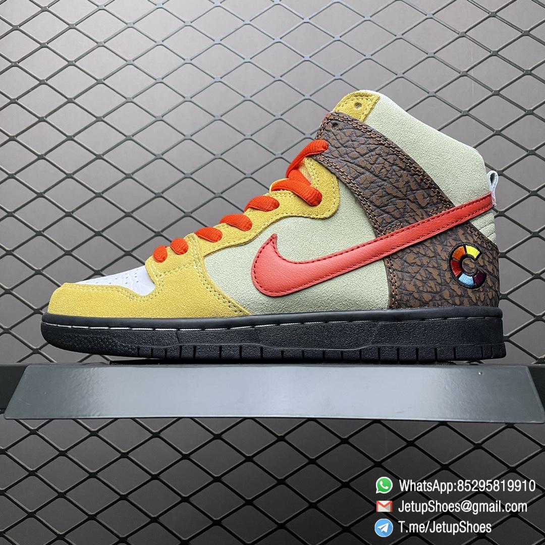 Best Replica Sneakers Nike Dunk SB Color Skates x Dunk High SB Kebab and Destroy Tan Suede Upper White Tzatziki Toe Brown Elephant print Heel All In SKU CZ2205 700 01