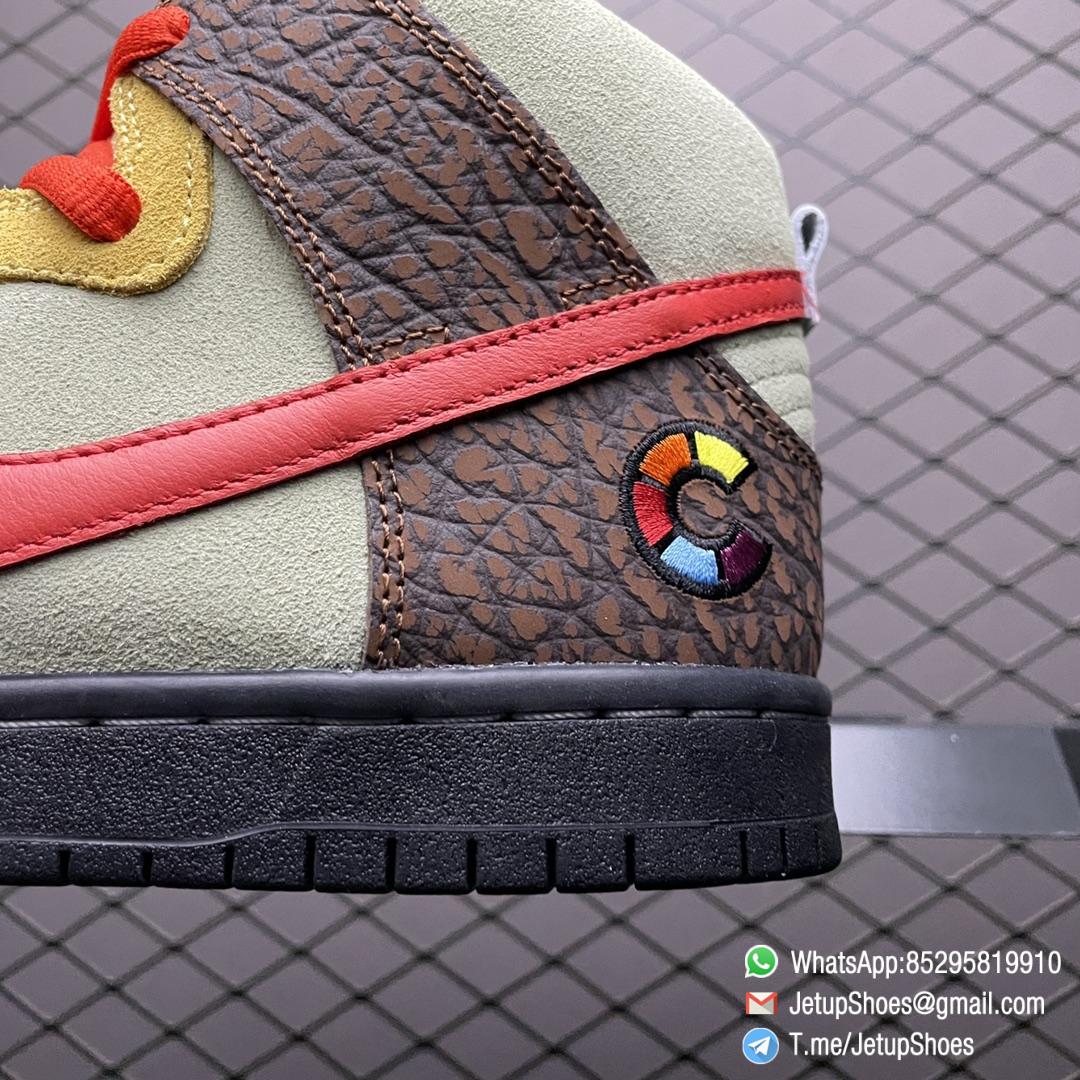 Best Replica Sneakers Nike Dunk SB Color Skates x Dunk High SB Kebab and Destroy Tan Suede Upper White Tzatziki Toe Brown Elephant print Heel All In SKU CZ2205 700 07