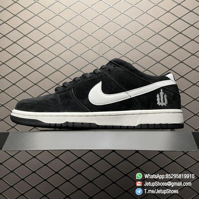Best Replica Sneakers Nike Dunk SB Dunk Low Pro SB Weiger Black Suede Upper White Swoosh White Heel Patch White Embroidered W Logo SKU 304292 014 01