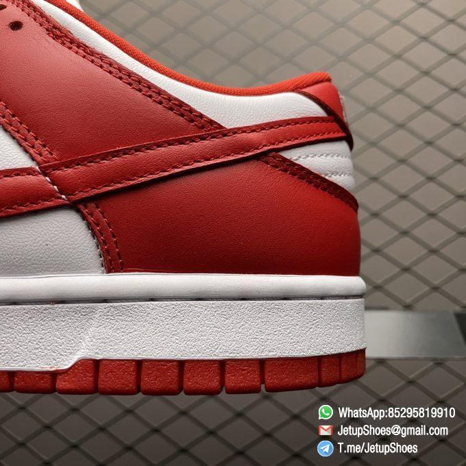 Nike Dunk Low Retro SP St. Johns 35th Anniversary Two Tone Color All leather Upper White Base Red Overlays Matching Red Swoosh SKU CU1727 100 04
