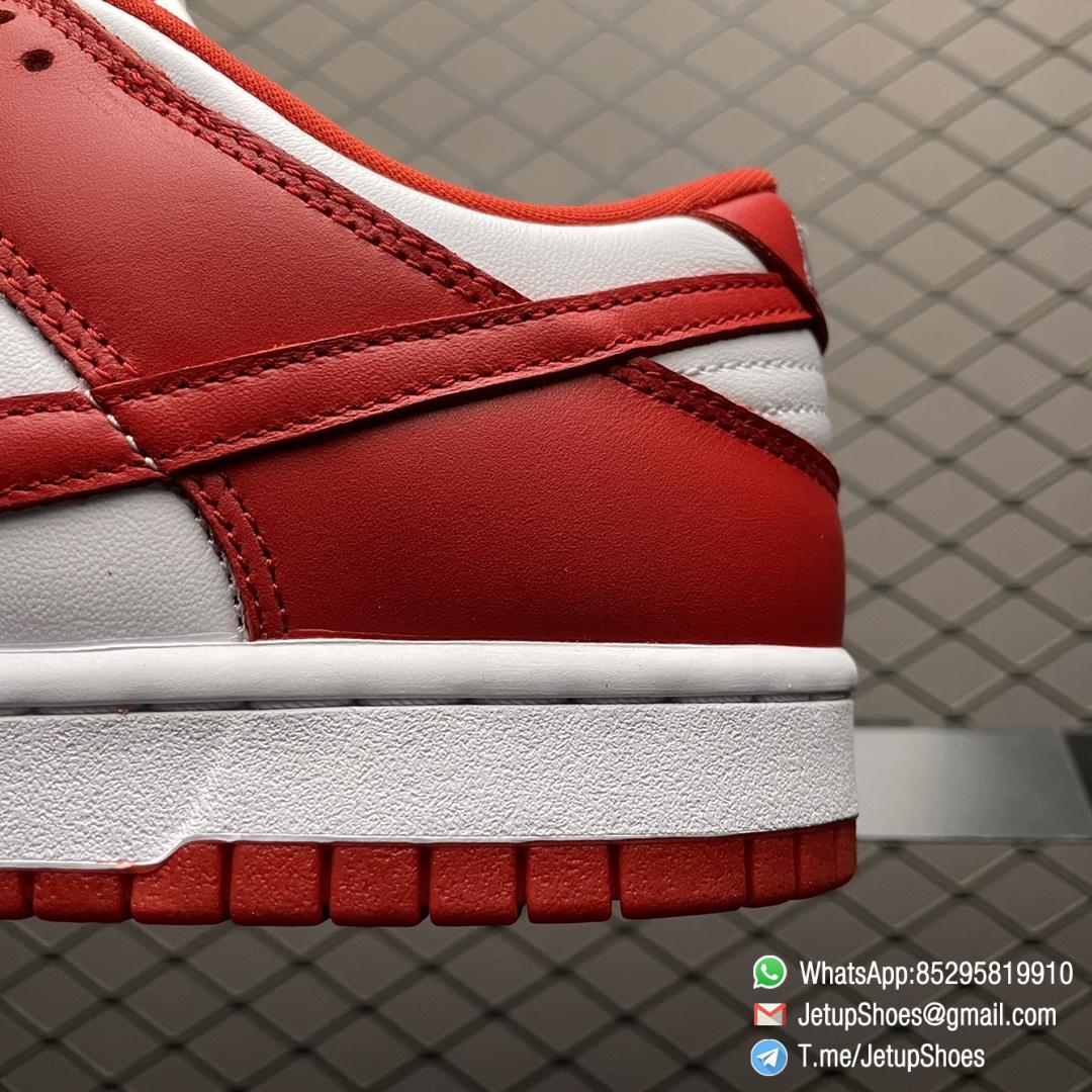 Nike Dunk Low Retro SP St. Johns 35th Anniversary Two Tone Color All leather Upper White Base Red Overlays Matching Red Swoosh SKU CU1727 100 04