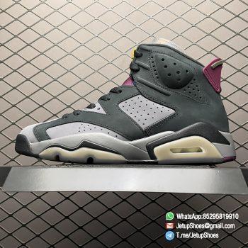 RepSneakers AJ6 Air Jordan 6 Retro Bordeaux Soft Nubuck Upper Grey Base Black Overlays Multicolor Translucent Tongue Bordeaux Throat Heel Tab SKU CT8529 063 01