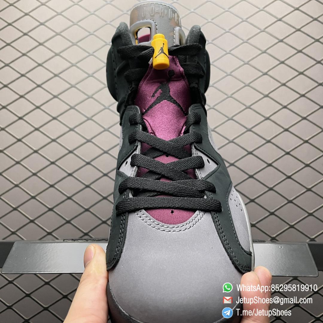 RepSneakers AJ6 Air Jordan 6 Retro Bordeaux Soft Nubuck Upper Grey Base Black Overlays Multicolor Translucent Tongue Bordeaux Throat Heel Tab SKU CT8529 063 03