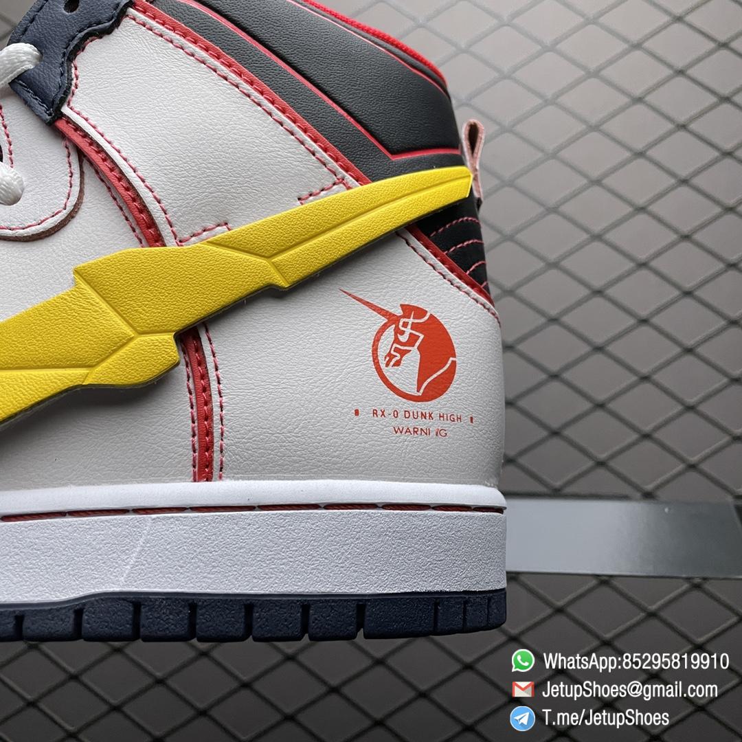 RepSneakers Gundam x Dunk High SB Project Unicorn RX 0 Mecha based Sci Fi Design White Upper Tonal Overlays Red Trim and Stitching Outlined Red Unicorn Emblem Stamp SKU DH7717 100 07 RepSneakers Gundam x Dunk High SB Project Unicorn RX 0 Mecha based Sci Fi Design White Upper Tonal Overlays Red Trim and Stitching Outlined Red Unicorn Emblem Stamp SKU DH7717 100 07
