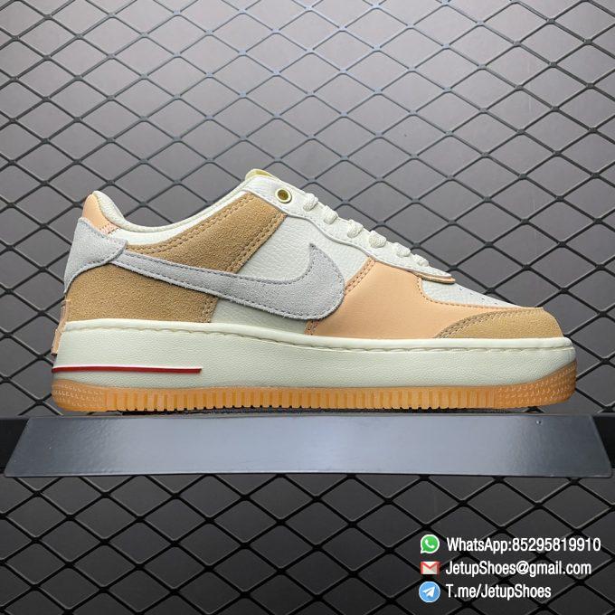 RepSneakers Nike Wmns Air Force 1 Shadow Sisterhood Cashmere Orange Leather Uppers and Lacestays Coral Suede smooth overlays Gold Pendant SISTER SKU DM8157 700 02