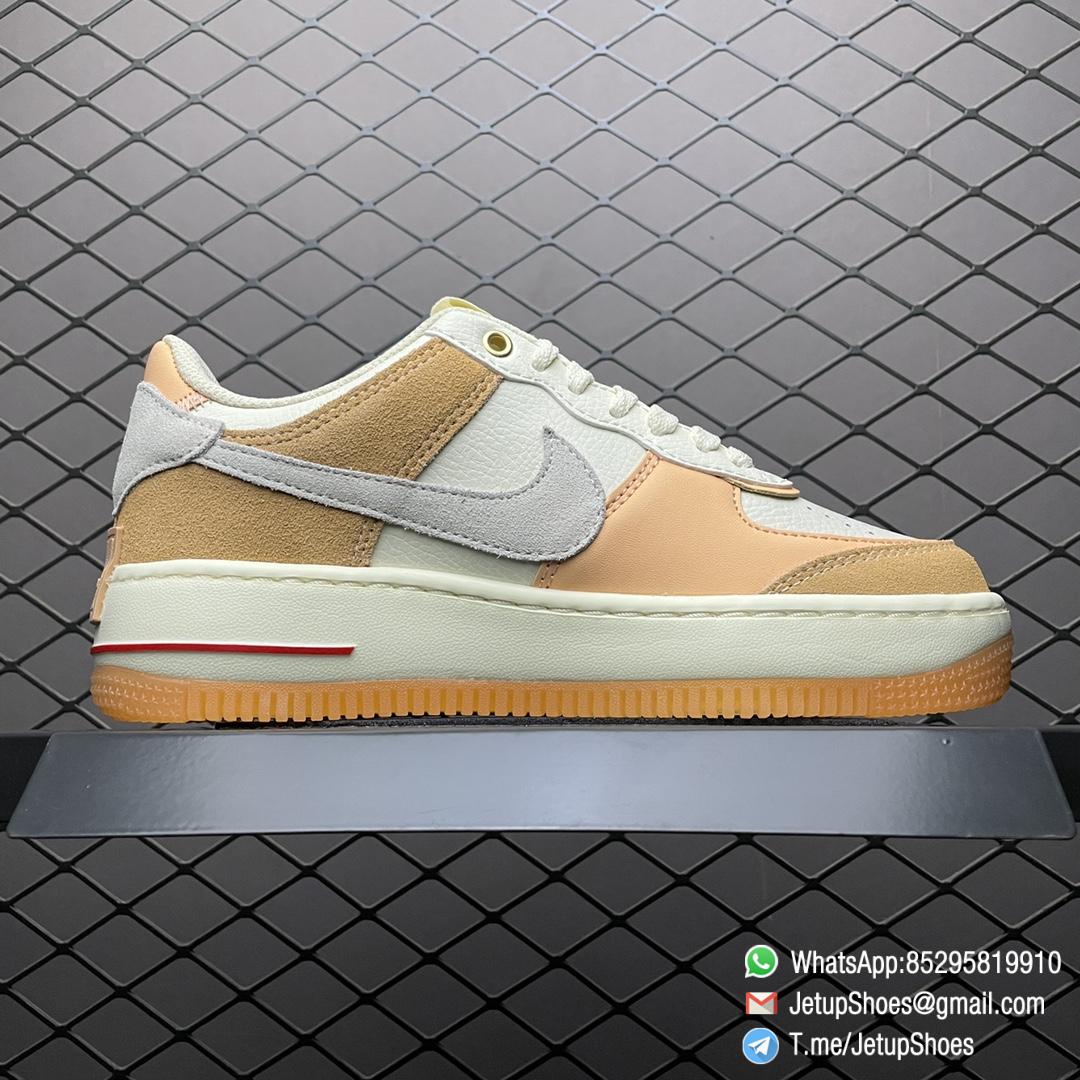RepSneakers Nike Wmns Air Force 1 Shadow Sisterhood Cashmere Orange Leather Uppers and Lacestays Coral Suede smooth overlays Gold Pendant SISTER SKU DM8157 700 02