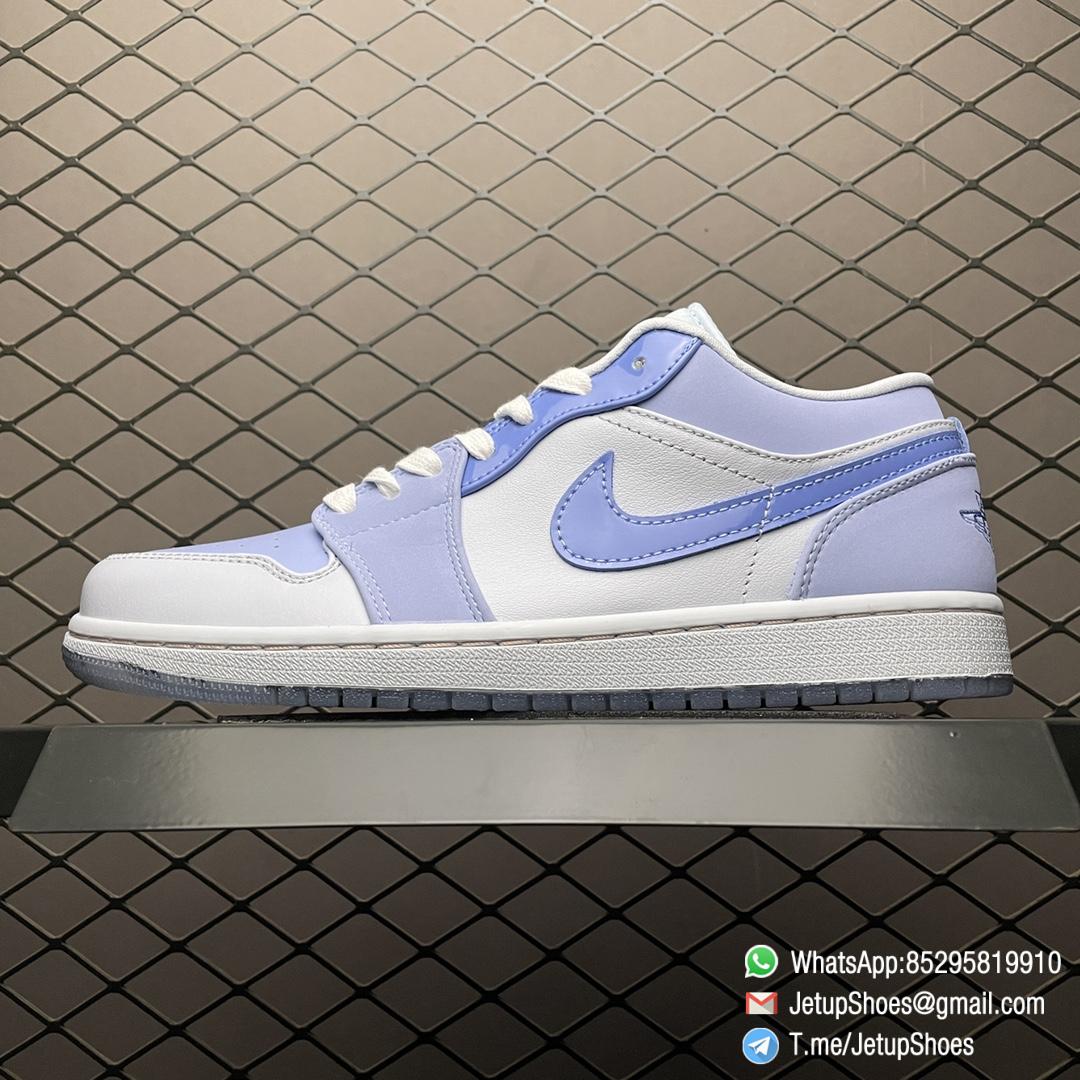 RepSnkrs Air Jordan 1 Low SE Mighty Swooshers White Light purple Blue Upper Hypnotic Eyes Visible Through The Semi translucent Playful Imagery Icy Tread Outsole SKU DM5442 040 01