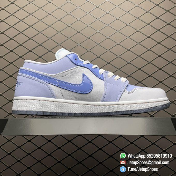 RepSnkrs Air Jordan 1 Low SE Mighty Swooshers White Light purple Blue Upper Hypnotic Eyes Visible Through The Semi translucent Playful Imagery Icy Tread Outsole SKU DM5442 040 02