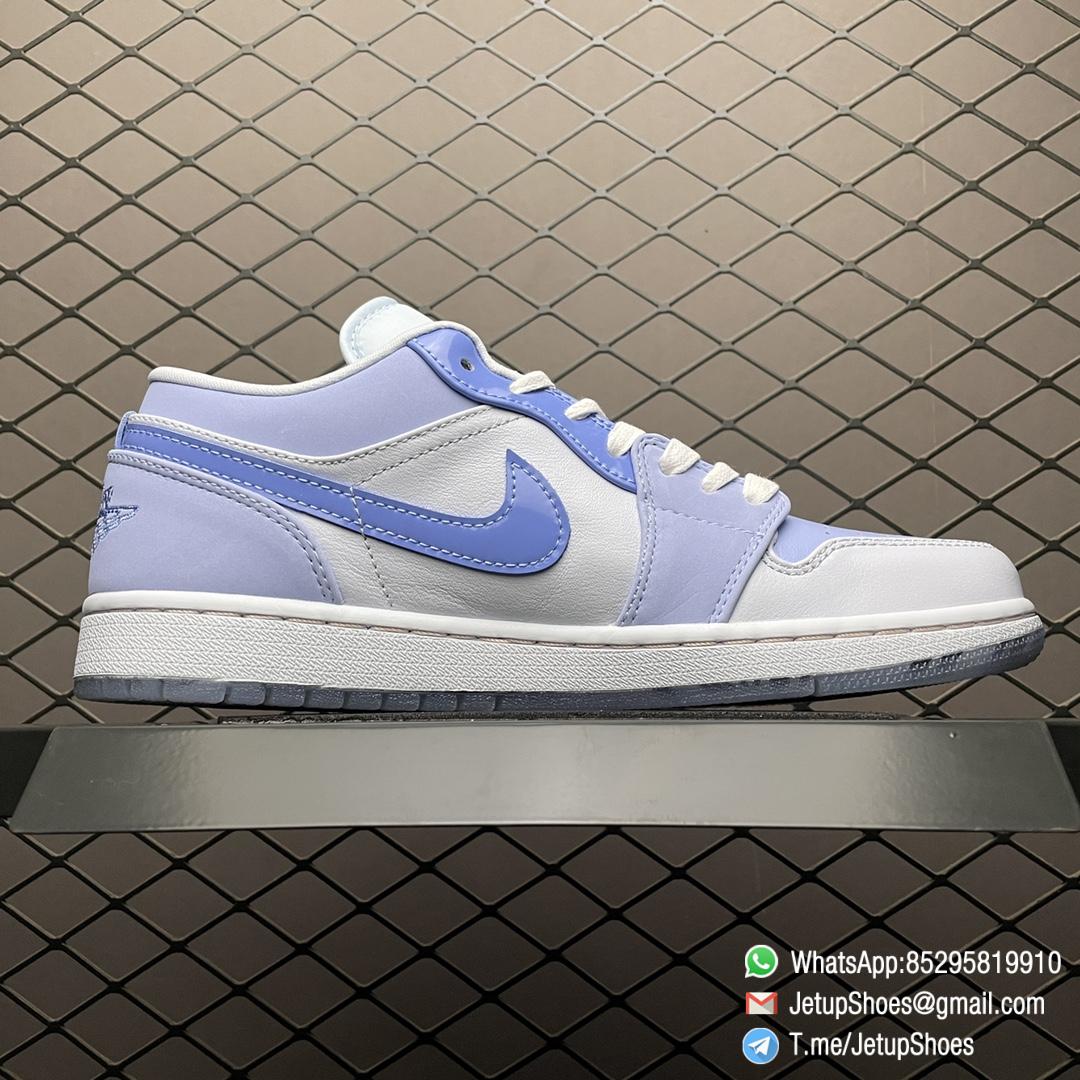 RepSnkrs Air Jordan 1 Low SE Mighty Swooshers White Light purple Blue Upper Hypnotic Eyes Visible Through The Semi translucent Playful Imagery Icy Tread Outsole SKU DM5442 040 02