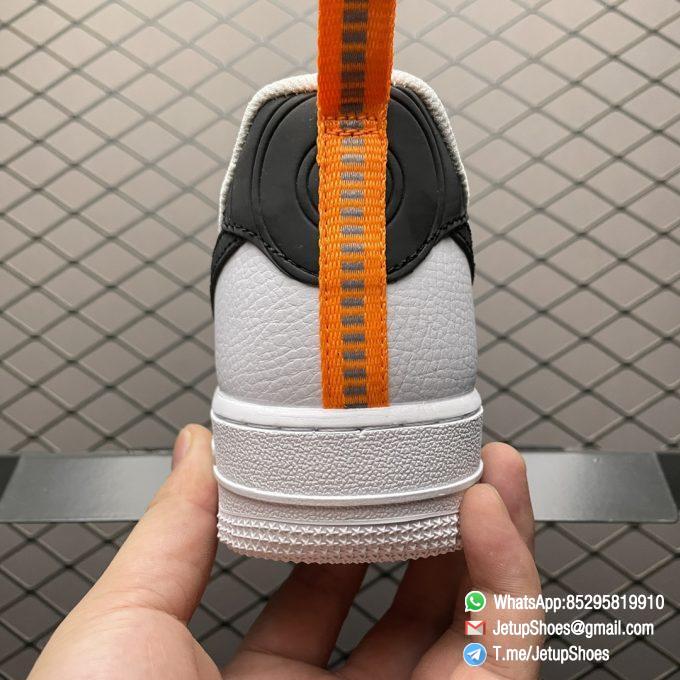 Replica Shoes Nike Air Force 1 Low 07 White Leather Upper Orange Tongue Label Heel Shoe Handle Black Embossed Swoosh SKU DO3694 001 04