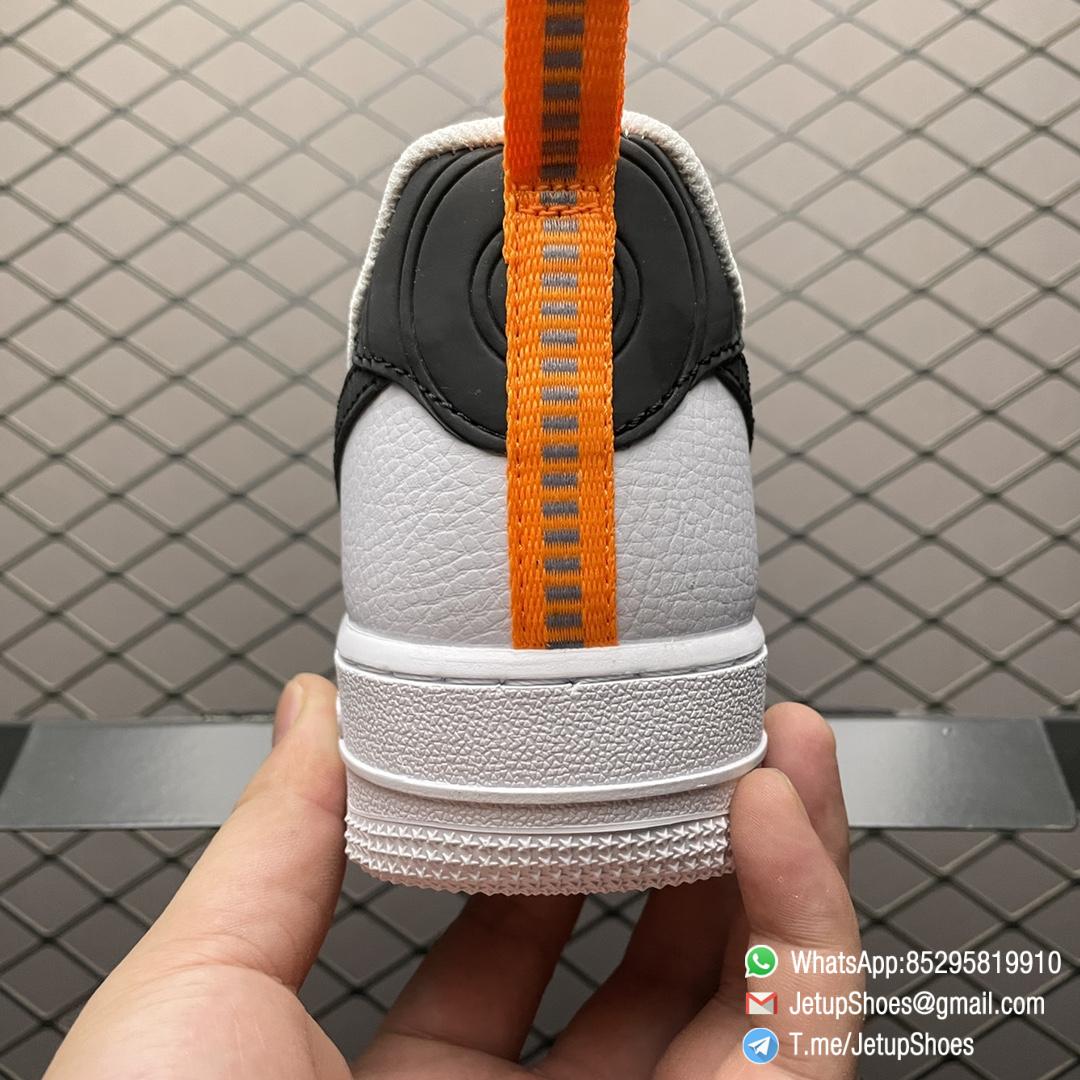 Replica Shoes Nike Air Force 1 Low 07 White Leather Upper Orange Tongue Label Heel Shoe Handle Black Embossed Swoosh SKU DO3694 001 04