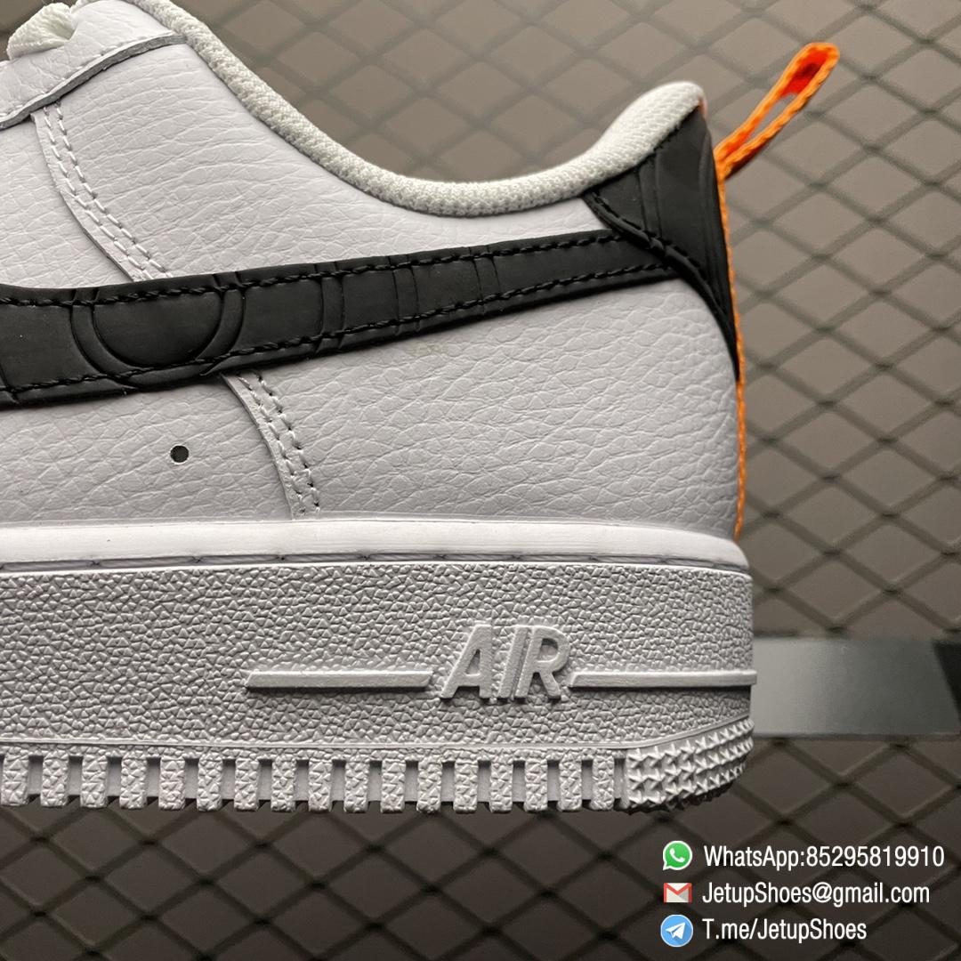 Replica Shoes Nike Air Force 1 Low 07 White Leather Upper Orange Tongue Label Heel Shoe Handle Black Embossed Swoosh SKU DO3694 001 07