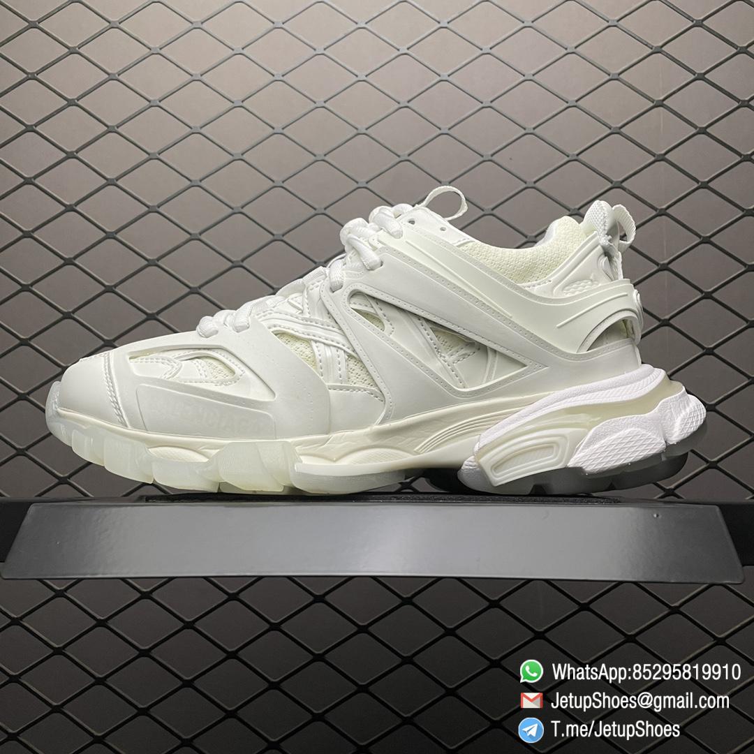 Replica Sneakers Balenciaga Mens Track Sneaker In White Mesh and Nylon Upper Glow In The Dark Effect Track Embossed Heel BB Embossed Outsole SKU 542023W3CR19000 01