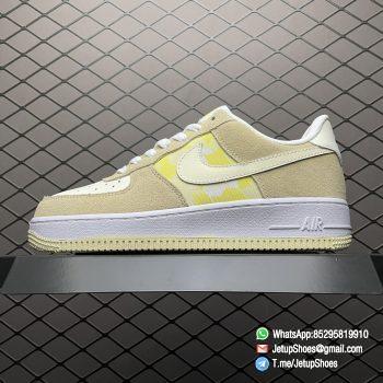 Replica Sneakers Nike Air Force 1 Low Lemon Drop Tan Suede Overlays Lemon Blossom Flower Heels White AF1 Midsole Beige Rubber Outsole SKU DM9476 700 01