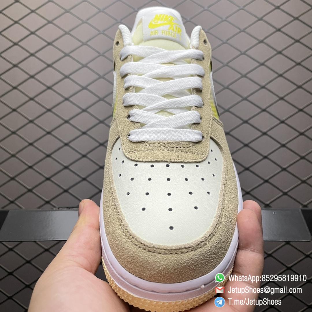 Replica Sneakers Nike Air Force 1 Low Lemon Drop Tan Suede Overlays Lemon Blossom Flower Heels White AF1 Midsole Beige Rubber Outsole SKU DM9476 700 03 Replica Sneakers Nike Air Force 1 Low Lemon Drop Tan Suede Overlays Lemon Blossom Flower Heels White AF1 Midsole Beige Rubber Outsole SKU DM9476 700 03