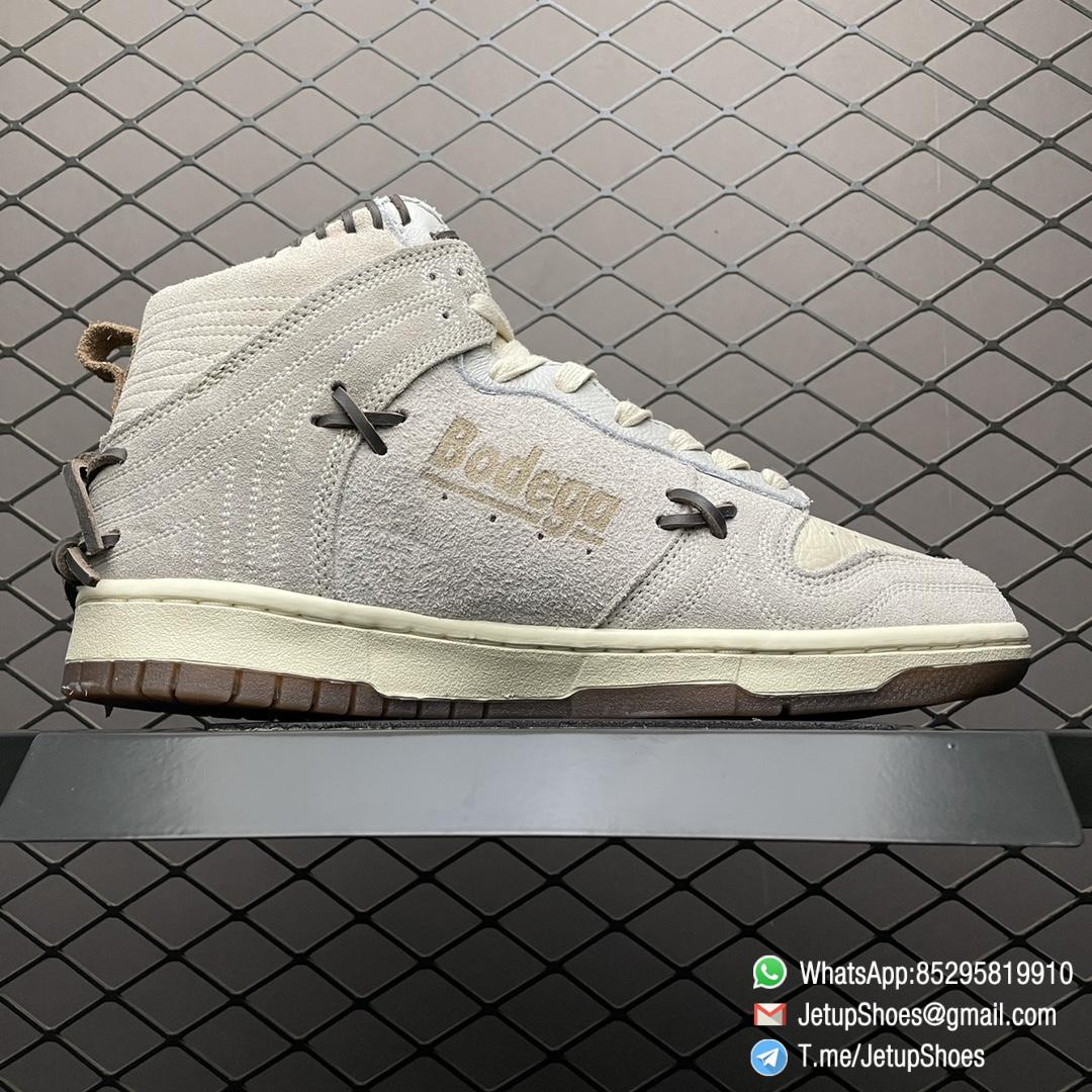 Replica Sneakers Nike Dunk Bodega x Dunk High Friends Family Off White Suede Leather Upper Tortoise shell Jewel Swoosh Bodega Logo SKU CZ8125 100 02