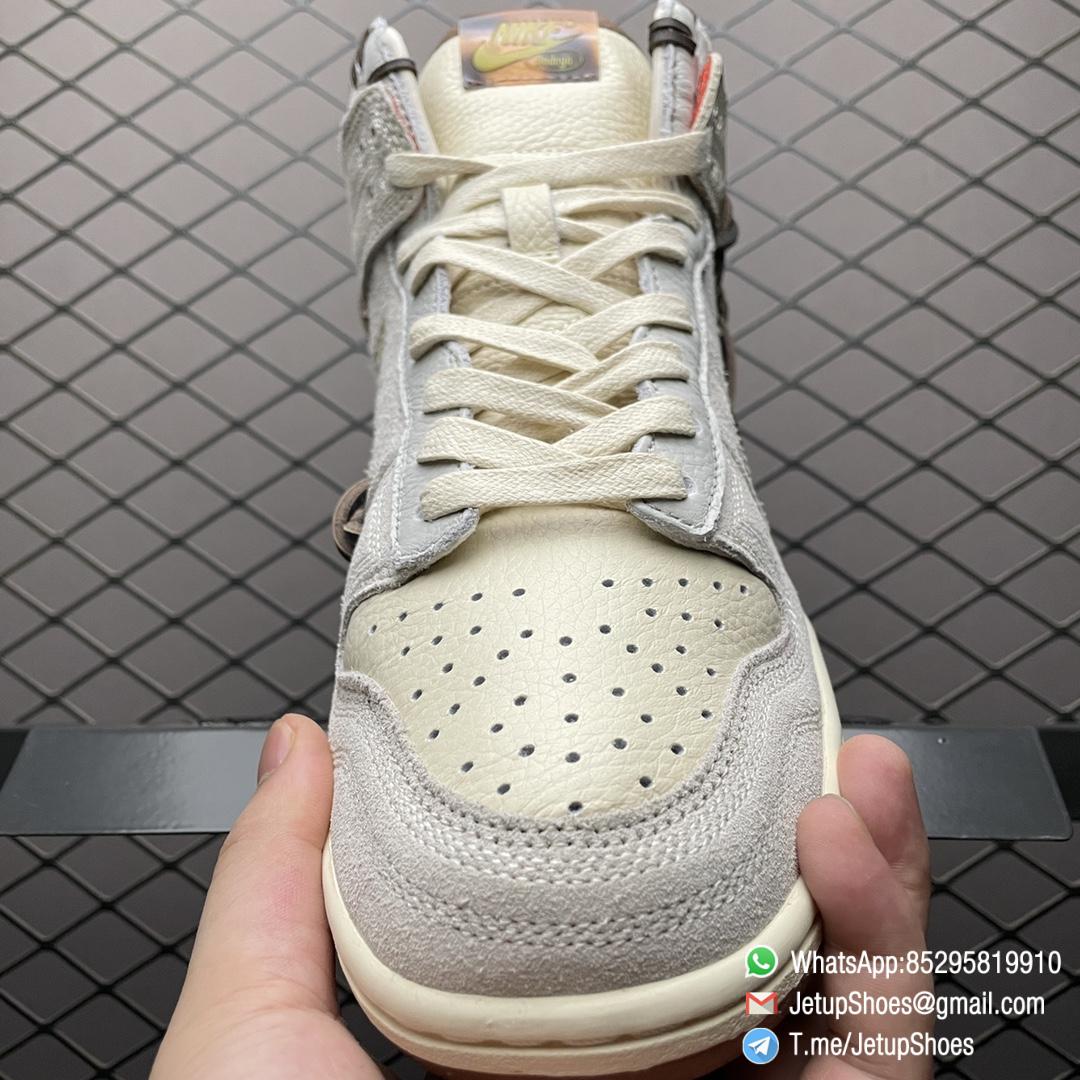 Replica Sneakers Nike Dunk Bodega x Dunk High Friends Family Off White Suede Leather Upper Tortoise shell Jewel Swoosh Bodega Logo SKU CZ8125 100 03