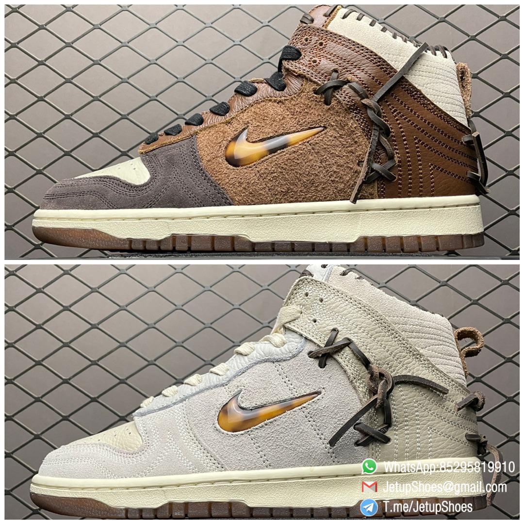 Replica Sneakers Nike Dunk Bodega x Dunk High Friends Family Off White Suede Leather Upper Tortoise shell Jewel Swoosh Bodega Logo SKU CZ8125 100 09