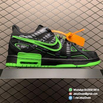 Top Quality Replica Sneakers Off White x Air Rubber Dunk Green Strike Black Green Upper Outlined Swoosh Nike Off Tongue Tag and Shoelaces SKU CU6015 001 02