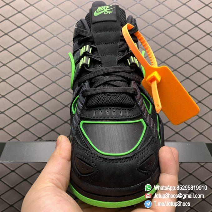 Top Quality Replica Sneakers Off White x Air Rubber Dunk Green Strike Black Green Upper Outlined Swoosh Nike Off Tongue Tag and Shoelaces SKU CU6015 001 03