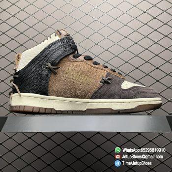 Top Quality Repsneakers Bodega x Dunk High Legend Moccasin Like Rawhide Stitching Cream hued Leather Toe Brown Hairy Suede Panels and Overlays Debossed Bodega Logo SKU CZ8125 200 02