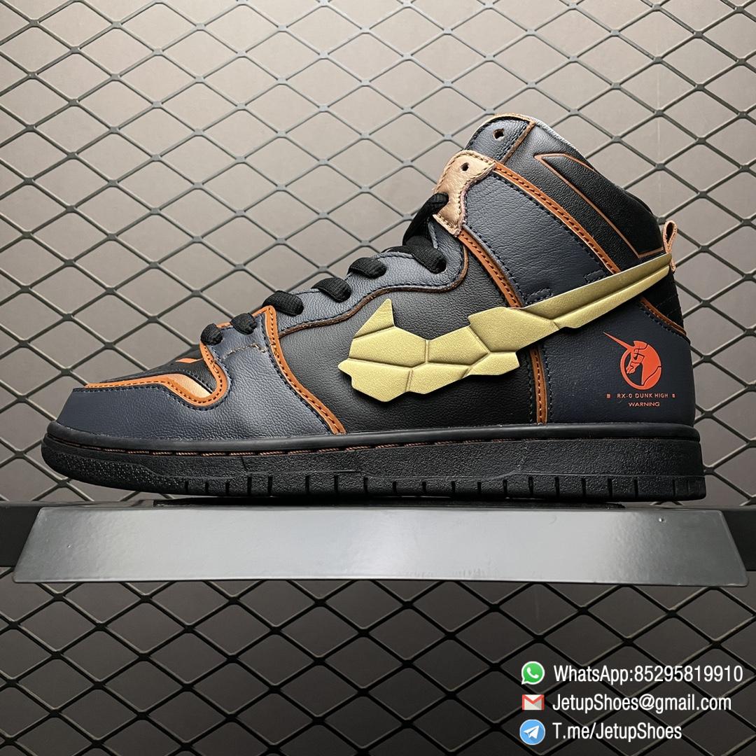 Top Replica Gundam x Nike Dunk High SB Project Unicorn Banshee Norn Black Upper Navy Overlays Copper Trim Angular Lines Toe Box Collar Pink Unicorn Emblem SKU DH7717 400 01 Top Replica Gundam x Nike Dunk High SB Project Unicorn Banshee Norn Black Upper Navy Overlays Copper Trim Angular Lines Toe Box Collar Pink Unicorn Emblem SKU DH7717 400 01