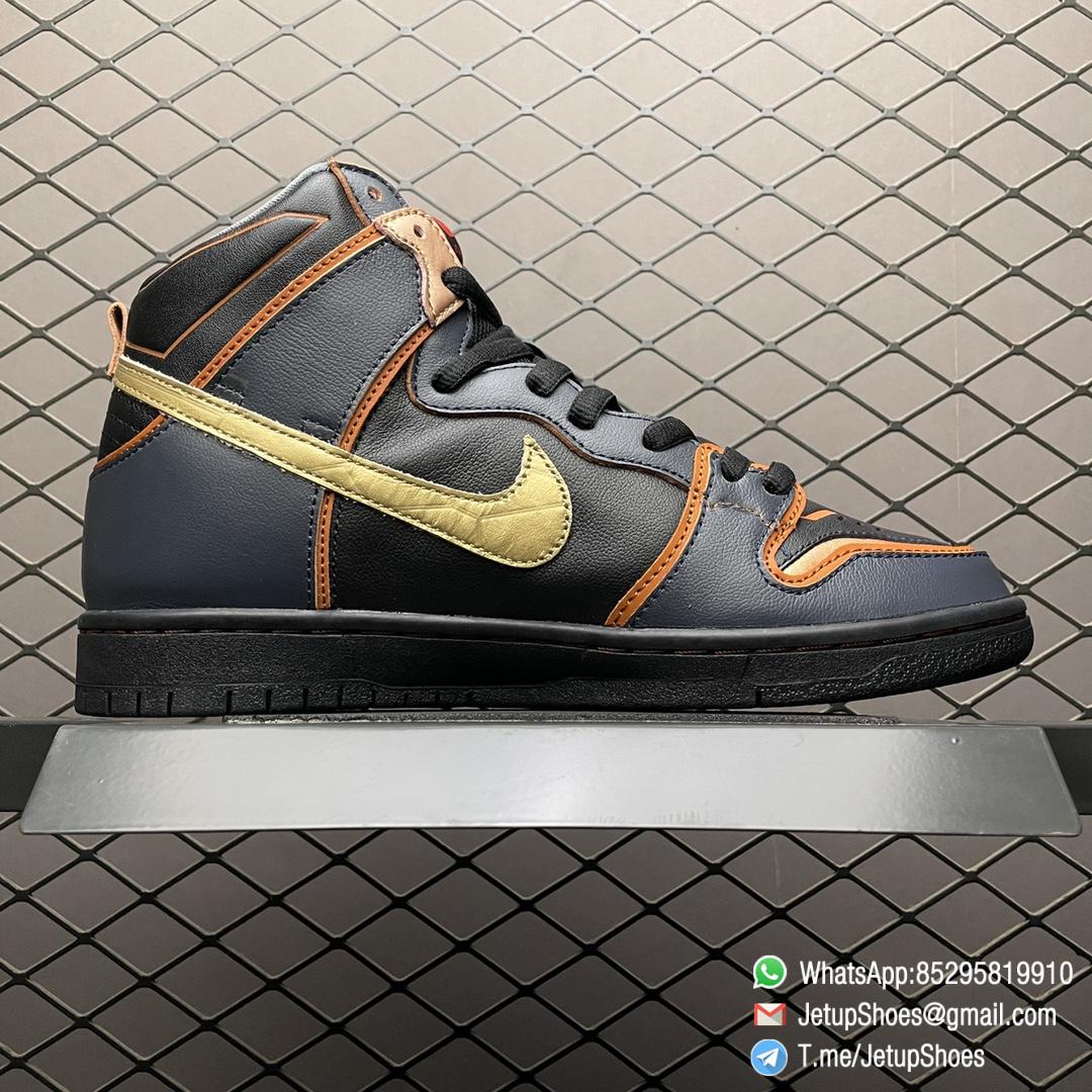 Top Replica Gundam x Nike Dunk High SB Project Unicorn Banshee Norn Black Upper Navy Overlays Copper Trim Angular Lines Toe Box Collar Pink Unicorn Emblem SKU DH7717 400 02 Top Replica Gundam x Nike Dunk High SB Project Unicorn Banshee Norn Black Upper Navy Overlays Copper Trim Angular Lines Toe Box Collar Pink Unicorn Emblem SKU DH7717 400 02