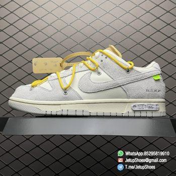 Top Replica Nike Dunk Off White x Dunk Low Lot 39 of 50 White Leather Upper with Soft Grey Suede Overlays 39 of 50 badge the lateral midsole SKU DJ0950 109 01