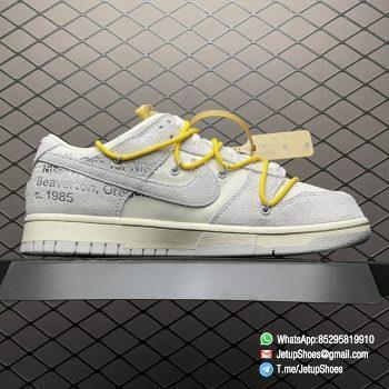 Top Replica Nike Dunk Off White x Dunk Low Lot 39 of 50 White Leather Upper with Soft Grey Suede Overlays 39 of 50 badge the lateral midsole SKU DJ0950 109 02