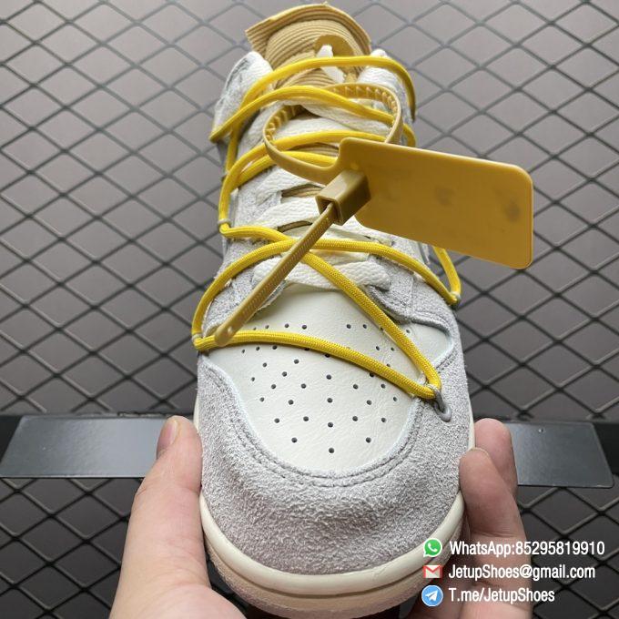 Top Replica Nike Dunk Off White x Dunk Low Lot 39 of 50 White Leather Upper with Soft Grey Suede Overlays 39 of 50 badge the lateral midsole SKU DJ0950 109 03