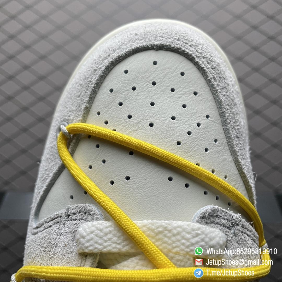 Top Replica Nike Dunk Off White x Dunk Low Lot 39 of 50 White Leather Upper with Soft Grey Suede Overlays 39 of 50 badge the lateral midsole SKU DJ0950 109 08