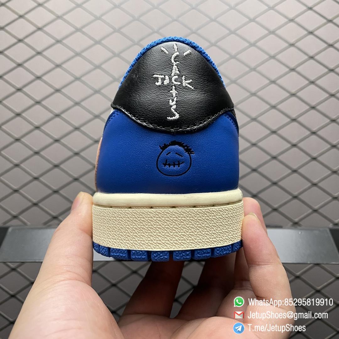 Air Jordan 1 Retro Low x Fragment Design x Travis Scott SKU DM7866 140 White Leather Upper Black and Royal Blue Overylays Scotts Inverted Oversized Swoosh Rappers Smiley Face Logo 06 Air Jordan 1 Retro Low x Fragment Design x Travis Scott SKU DM7866 140 White Leather Upper Black and Royal Blue Overylays Scotts Inverted Oversized Swoosh Rappers Smiley Face Logo 06