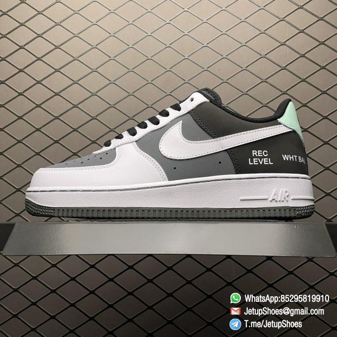 Best Replica Sneakers Nike Air Force 1 07 Camcorder Black White Grey Colorway REC LEVEL WHT BAL SHUTTER SPEED PROGRAM SKU GD5060 755 01