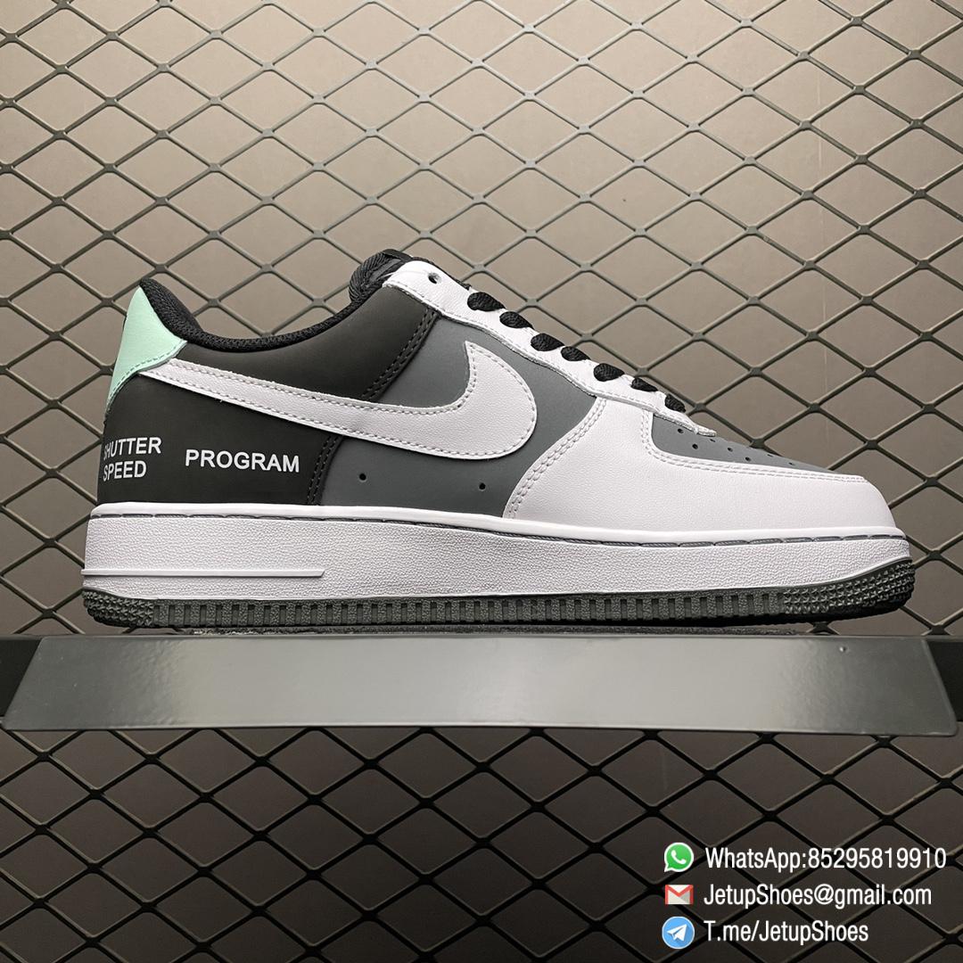 Best Replica Sneakers Nike Air Force 1 07 Camcorder Black White Grey Colorway REC LEVEL WHT BAL SHUTTER SPEED PROGRAM SKU GD5060 755 02