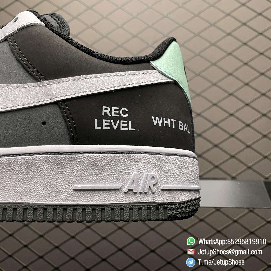 Best Replica Sneakers Nike Air Force 1 07 Camcorder Black White Grey Colorway REC LEVEL WHT BAL SHUTTER SPEED PROGRAM SKU GD5060 755 04