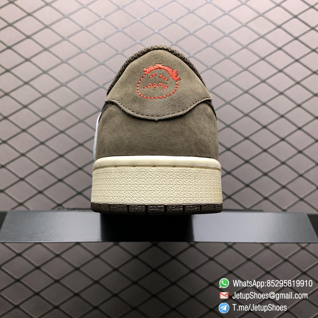 Best Replica Travis Scott x Air Jordan 1 Low Mocha Black and Dark Mocha Upper Oversized Backward Facing Swoosh Cactus Jack Logo Scotts face Pattern SKU CQ4277 001 06