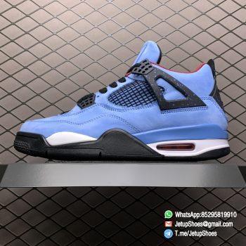 Best Replica Travis Scott x Air Jordan 4 Retro Cactus Jack University Blue Varsity Red Insole Upper Black Lace Light Blue Speckle Pattern Cactus Jack Branding SKU 308497 406 01