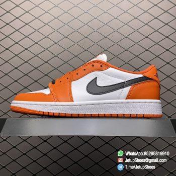 Replica Sneakers Air Jordan 1 Low OG Starfish White Base Leather Upper Orange Overlays Black Hits Swoosh Laces and Jordan Wings Logo SKU CZ0790 801 Top RepSneakers 01