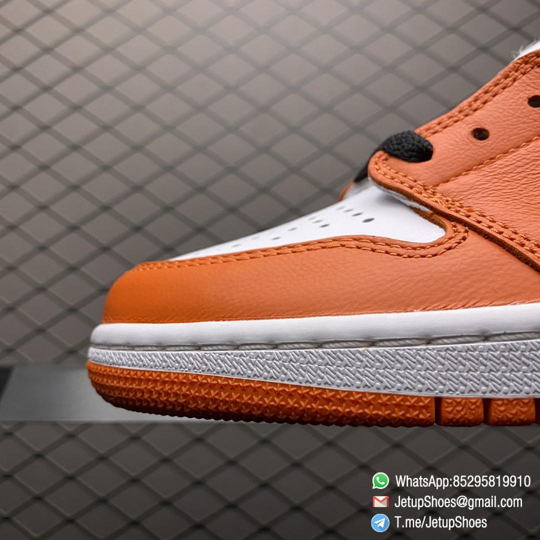 Replica Sneakers Air Jordan 1 Low OG Starfish White Base Leather Upper Orange Overlays Black Hits Swoosh Laces and Jordan Wings Logo SKU CZ0790 801 Top RepSneakers 06