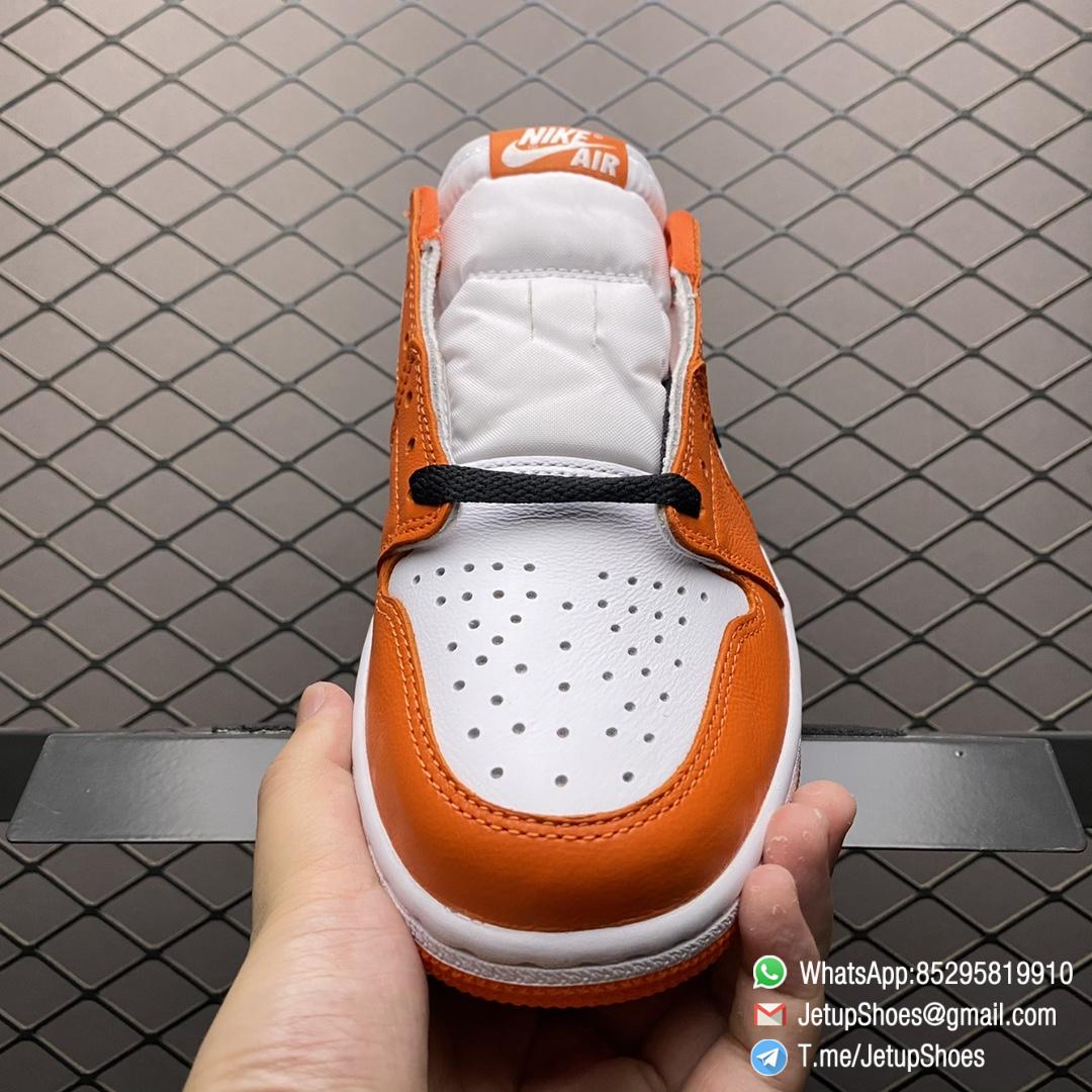 Replica Sneakers Air Jordan 1 Low OG Starfish White Base Leather Upper Orange Overlays Black Hits Swoosh Laces and Jordan Wings Logo SKU CZ0790 801 Top RepSneakers 08