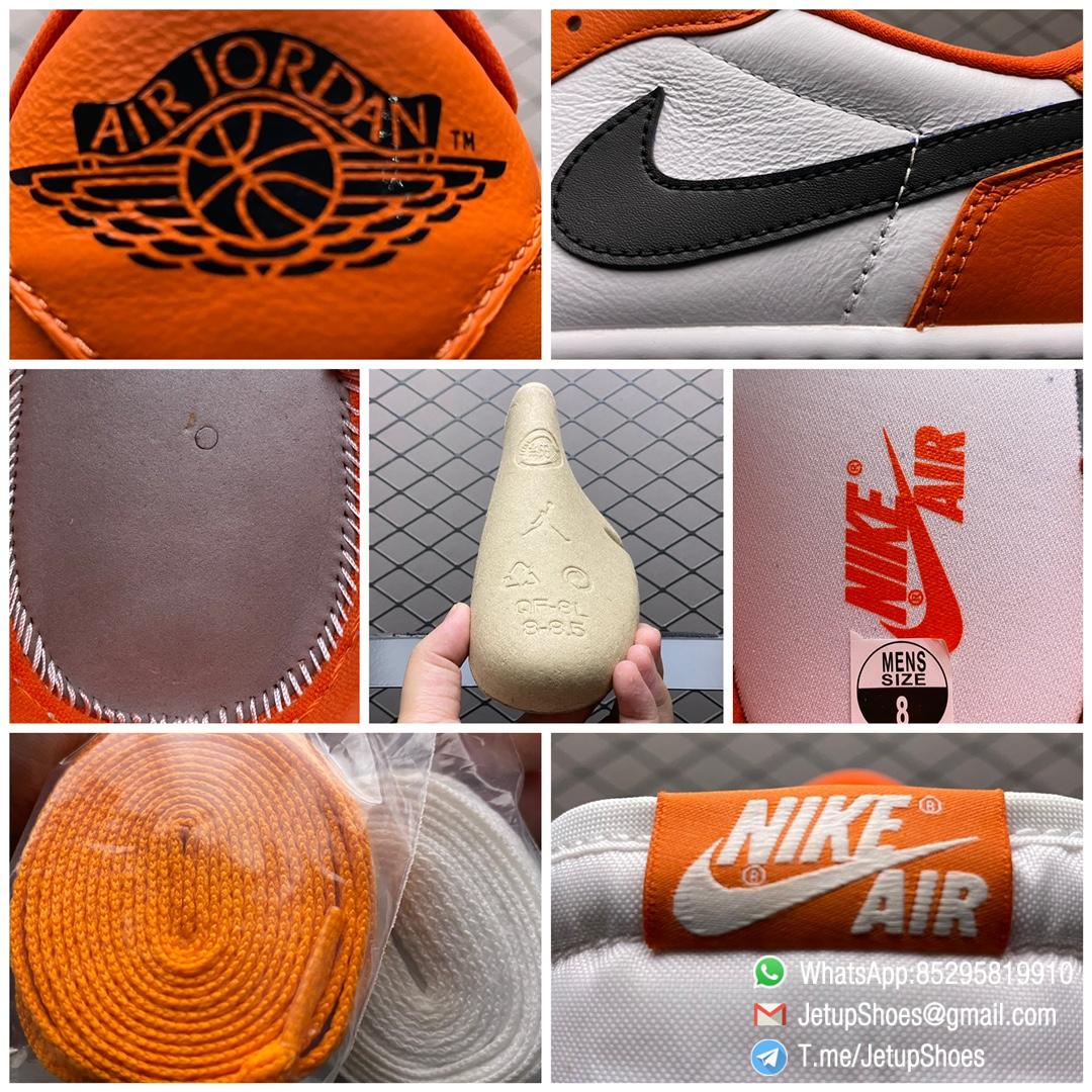 Replica Sneakers Air Jordan 1 Low OG Starfish White Base Leather Upper Orange Overlays Black Hits Swoosh Laces and Jordan Wings Logo SKU CZ0790 801 Top RepSneakers 09