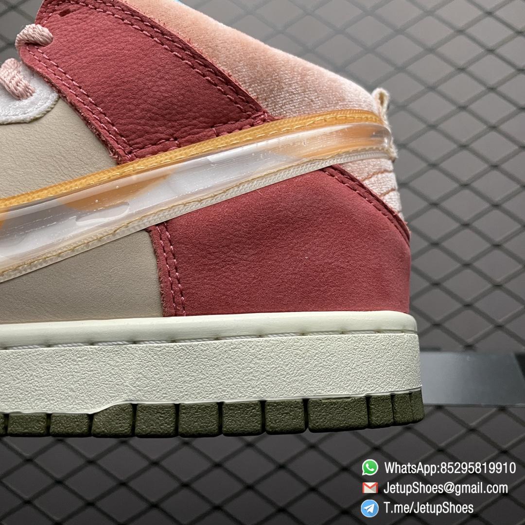 Repsneakers Social Status x Nike Dunk Mid Strawberry Milk Pink Velvet Coral Colored Leather Forefoot and Heel Overlays Pink Rope Laces Pearlescent TPU Swoosh SKU DJ1173 600 04 Repsneakers Social Status x Nike Dunk Mid Strawberry Milk Pink Velvet Coral Colored Leather Forefoot and Heel Overlays Pink Rope Laces Pearlescent TPU Swoosh SKU DJ1173 600 04